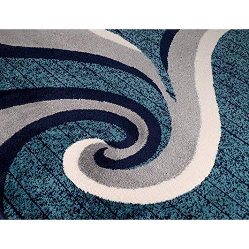  SUMMIT BY WHITE MOUNTAIN Summit CHM 201 New 32 Swirl Blue Navy White Light Gray Area Rug Abstract Carpet Sizes Available (3.8 X 5 ), 4 X 5 ACTUAL IS 3.8 X 5
