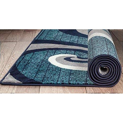  SUMMIT BY WHITE MOUNTAIN Summit CHM 201 New 32 Swirl Blue Navy White Light Gray Area Rug Abstract Carpet Sizes Available (3.8 X 5 ), 4 X 5 ACTUAL IS 3.8 X 5