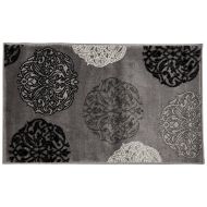 SUMMIT BY WHITE MOUNTAIN SummitS45 New Grey Black Transitional Area Rug Modern Abstract Rug (22 INCH X 35 INCH Scatter Door MAT Size)