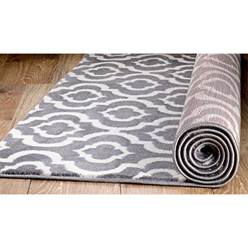  SUMMIT BY WHITE MOUNTAIN Summit S27 New Moroccan Gray Trellis Rug Modern Abstract Rug (22 Inch X 35 Inch Scatter Door MAT Size)