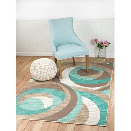  SUMMIT BY WHITE MOUNTAIN Summit 2D-AEY5-KWED New Elite ST60 Turquoise Swirl AREA Modern Abstract Rug Many Sizes Available (5 X 7 Actual IS 4.10 X 7.2)