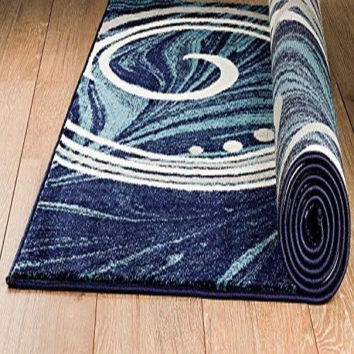 SUMMIT BY WHITE MOUNTAIN NEW Summit ELITE S 61 BLUE GREY WHITE SWIRL SCROLLS Area Rug Modern Abstract Rug Many Sizes Available (22 INCH X 35 INCH , SCATTER DOOR MAT SIZE )