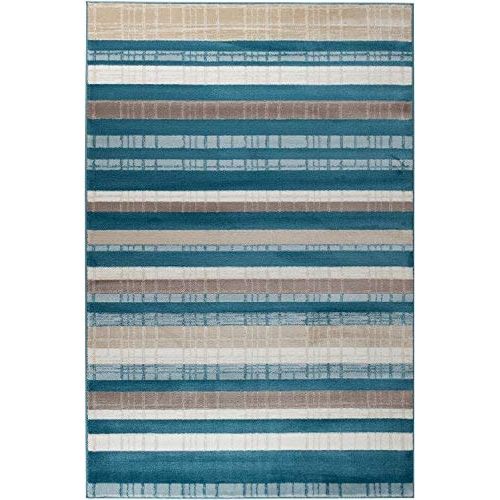  SUMMIT BY WHITE MOUNTAIN Summit IR-MQPP-7XDK 103 New Blue Stripe Area Rug Modern Abstract Many Sizes Available , DOOR MAT 22 inch x 35 inch