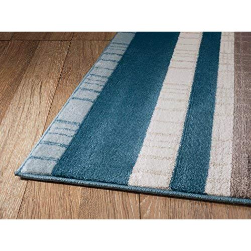  SUMMIT BY WHITE MOUNTAIN Summit IR-MQPP-7XDK 103 New Blue Stripe Area Rug Modern Abstract Many Sizes Available , DOOR MAT 22 inch x 35 inch