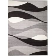 SUMMIT BY WHITE MOUNTAIN Rio TU-ZSJF-JWQO Summit 307 Grey Black White Area Rug Modern Abstract Many Sizes Available , DOOR MAT 22 inch x 35 inch