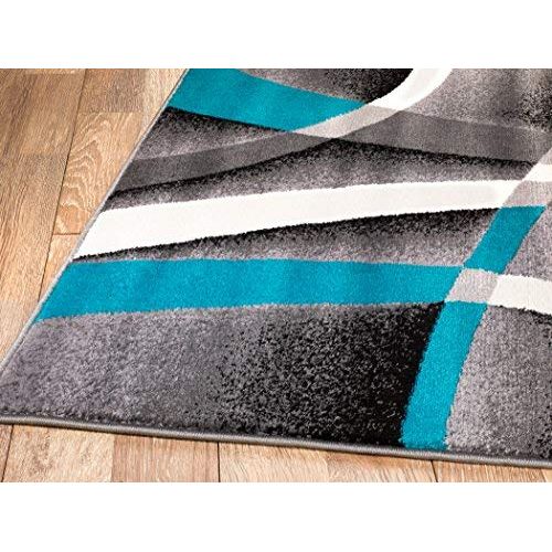  SUMMIT BY WHITE MOUNTAIN Summit SW-Q0ZA-GB7F 035 Turquoise Grey Area Rug Modern Abstract Many Sizes Available , DOOR MAT 22 inch x 35 inch