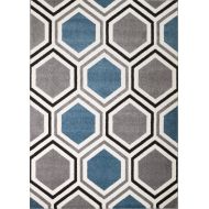 SUMMIT BY WHITE MOUNTAIN Rio VY-GKN4-W1U9 Summit 313 Grey Blue White Area Rug Modern Geometric Many Sizes Available , DOOR MAT 22 inch x 35 inch