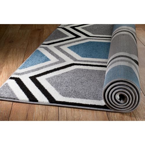  SUMMIT BY WHITE MOUNTAIN Rio VY-GKN4-W1U9 Summit 313 Grey Blue White Area Rug Modern Geometric Many Sizes Available , DOOR MAT 22 inch x 35 inch