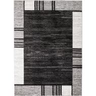 SUMMIT BY WHITE MOUNTAIN Rio CY-ZJTE-U75C Summit 309 Grey Black White Area Rug Modern Abstract Many Sizes Available , DOOR MAT 22 inch x 35 inch