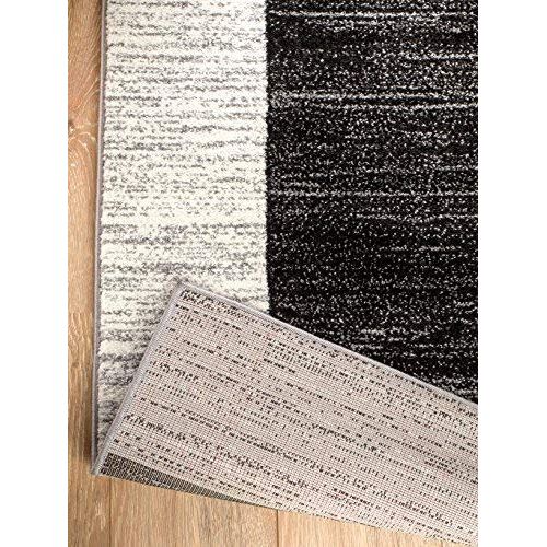  SUMMIT BY WHITE MOUNTAIN Rio CY-ZJTE-U75C Summit 309 Grey Black White Area Rug Modern Abstract Many Sizes Available , DOOR MAT 22 inch x 35 inch