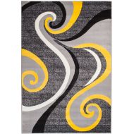 SUMMIT BY WHITE MOUNTAIN Summit GG-TX90-LA8L 39 Yellow Grey Swirl Area Rug Modern Abstract Many Sizes Available , DOOR MAT 22 inch x 35 inch