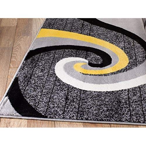  SUMMIT BY WHITE MOUNTAIN Summit GG-TX90-LA8L 39 Yellow Grey Swirl Area Rug Modern Abstract Many Sizes Available , DOOR MAT 22 inch x 35 inch