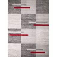 SUMMIT BY WHITE MOUNTAIN Rio VP-LJVG-WHJ9 Summit 306 Grey Red Area Rug Modern Abstract Many Sizes Available DOOR MAT 22 inch x 35 inch
