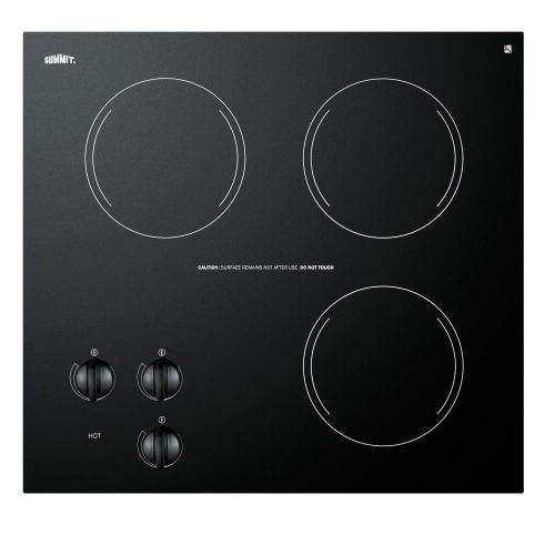  SUMMIT BY WHITE MOUNTAIN Summit FBA CR3240 230V 3-Burner 21 Radiant Cooktop Made in Europe for Built-in Installation, Black