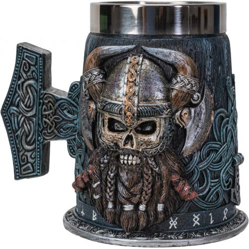  [아마존베스트]Summit Collection Danegeld Viking Horned Warrior With Battle Helmet Beer Stein Tankard Mug with Removable Stainless Steel Insert 20 fl oz