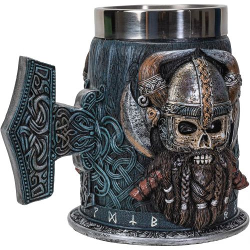  [아마존베스트]Summit Collection Danegeld Viking Horned Warrior With Battle Helmet Beer Stein Tankard Mug with Removable Stainless Steel Insert 20 fl oz