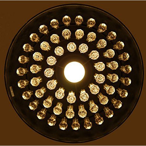  Industrial Ceiling Light, SUN RUN Creative Iron Shaded with Glittering Crystal Chandelier Vintage Metal Pendant Lamp for Dining Room Kitchen, 1-Light Fixture Using E26 Bulb, Black