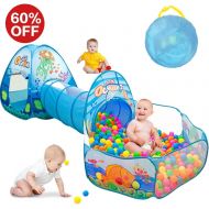 [아마존베스트]SUNBA YOUTH Kids Tent with Tunnel, Ball Pit Play House for Boys Girls, Babies and Toddlers Indoor& Outdoor(Balls Not Included) (Blue)