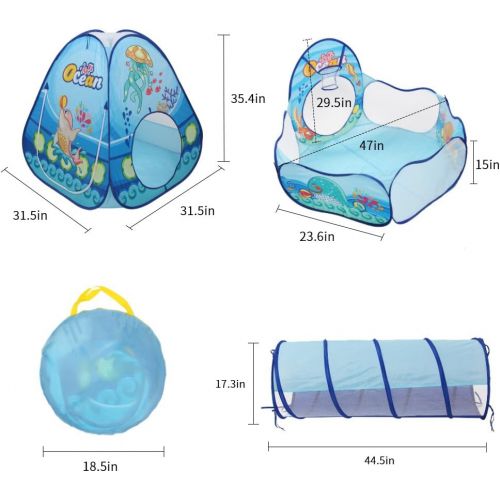  [아마존베스트]SUNBA YOUTH Kids Tent with Tunnel, Ball Pit Play House for Boys Girls, Babies and Toddlers Indoor& Outdoor(Balls Not Included) (Blue)