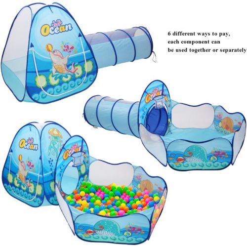  [아마존베스트]SUNBA YOUTH Kids Tent with Tunnel, Ball Pit Play House for Boys Girls, Babies and Toddlers Indoor& Outdoor(Balls Not Included) (Blue)