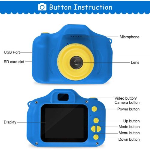  [아마존베스트]SUNCITY Boy Gifts Toys Kids Digital Camera Age 3 4 5 6 7 8 9 10 Birthday Present for Kids Video Camera Rechargeable 2.0 Inch Screen 1080P (32GB Memory Card Included, Dark Blue)
