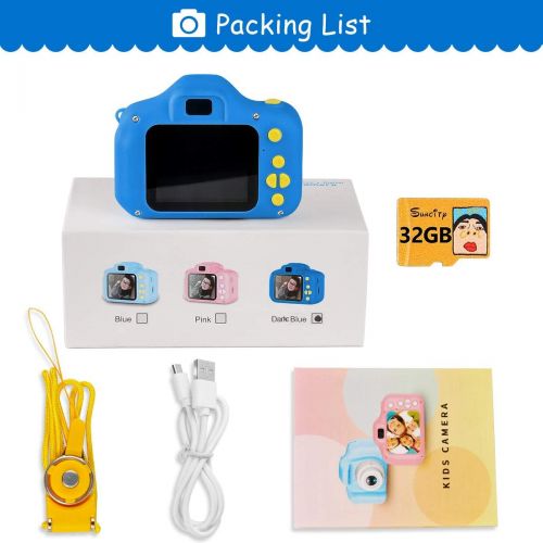  [아마존베스트]SUNCITY Boy Gifts Toys Kids Digital Camera Age 3 4 5 6 7 8 9 10 Birthday Present for Kids Video Camera Rechargeable 2.0 Inch Screen 1080P (32GB Memory Card Included, Dark Blue)