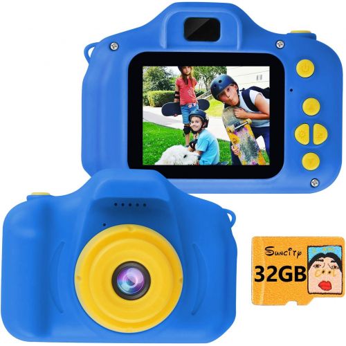  [아마존베스트]SUNCITY Boy Gifts Toys Kids Digital Camera Age 3 4 5 6 7 8 9 10 Birthday Present for Kids Video Camera Rechargeable 2.0 Inch Screen 1080P (32GB Memory Card Included, Dark Blue)