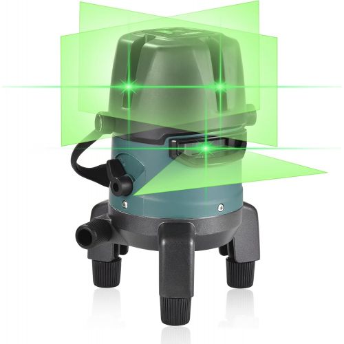  Self-Leveling Laser Level - SUNCOO Green Beam Laser 4 Vertical 1 Horizontal Lines with Down Plumb Dot,Laser Line Thickness and Brightness Adjustable,360°Rotating Base,Tilt & Pulse