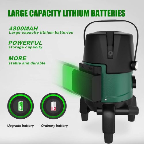  Self-Leveling Laser Level - SUNCOO Green Beam Laser 4 Vertical 1 Horizontal Lines with Down Plumb Dot,Laser Line Thickness and Brightness Adjustable,360°Rotating Base,Tilt & Pulse