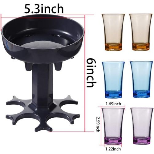  [아마존베스트]SUNFEID 6 Shot Glass Dispenser and Holder-Shots Dispenser six Ways, Bar Shot Dispenser, Cocktail Dispenser, Dispenser with Sloga,Party Favors Wine Dispenser Holder (Round BLACK)