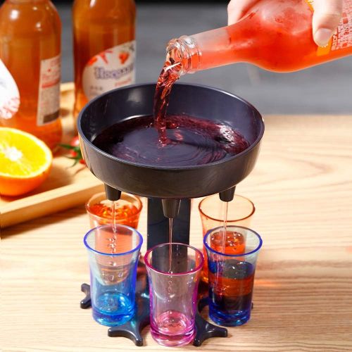  [아마존베스트]SUNFEID 6 Shot Glass Dispenser and Holder-Shots Dispenser six Ways, Bar Shot Dispenser, Cocktail Dispenser, Dispenser with Sloga,Party Favors Wine Dispenser Holder (Round BLACK)