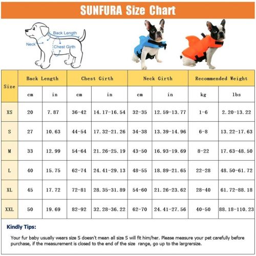  SUNFURA Pet Life Jacket, Dog Swimsuit with Shark Fin, Swimming Float Saver with Superior Buoyancy and Rescue Handle for Small Medium Large Dogs