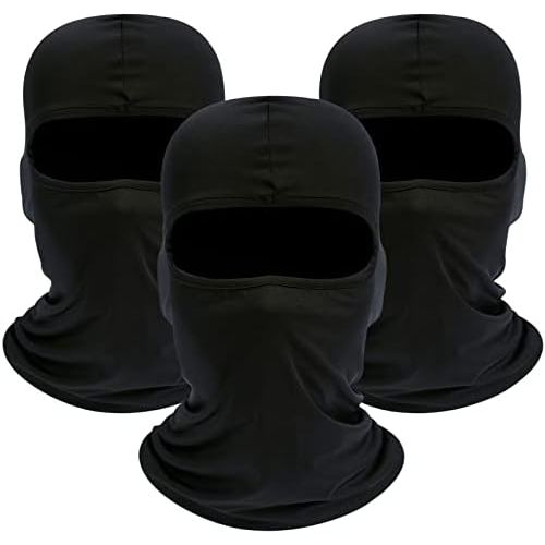  SUNLAND Lycra Fabrics Balaclava Motorcycle Cycling Bike Bandana Hiking Skateboard Head Sock 3 Pack Black