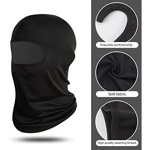  SUNLAND Lycra Fabrics Balaclava Motorcycle Cycling Bike Bandana Hiking Skateboard Head Sock 3 Pack Black