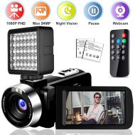 SUNLEA Video Camera Camcorder,Vlogging Camera Recorder for YouTube Full HD 1080P 30FPS 16X Digital Zoom Vlog Camera Support Night Vision Pause Function Time Lapse & Motion Detection