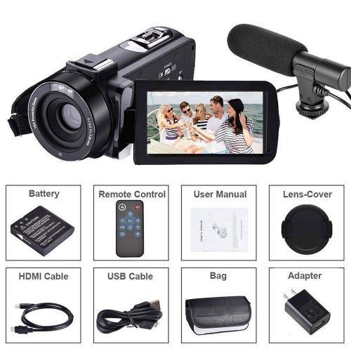  SUNLEA Video Camera Vlogging Camera with MicrophoneFull HD 1080p 30fps 24.0MP Video Camcorder for YouTube Support Remote Controller