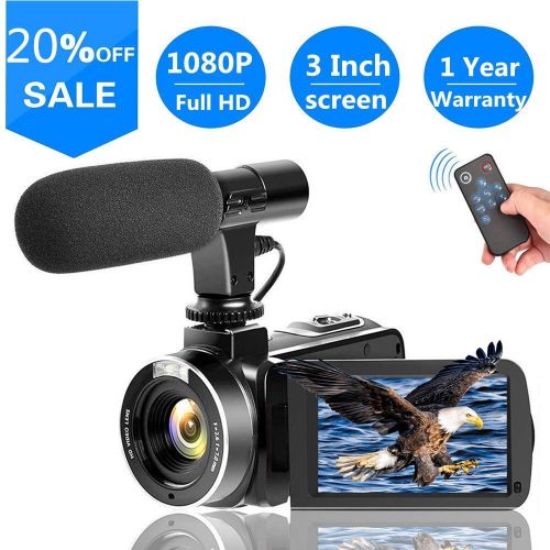  SUNLEA Video Camera Vlogging Camera with MicrophoneFull HD 1080p 30fps 24.0MP Video Camcorder for YouTube Support Remote Controller