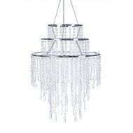 SUNLI HOUSE 3 Tiers Sparkling Acrylic Iridescent Beaded Pendant Shade, Ceiling Chandelier Lampshade with Chrome Frame,12Diameter,Bulb is NOT Included