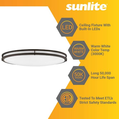  Sunlite 49097 LED 32-Inch Oval Flush Mount Ceiling Lighting Fixture, Satin Nickel, 4000K Cool White