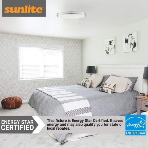  Sunlite 49097 LED 32-Inch Oval Flush Mount Ceiling Lighting Fixture, Satin Nickel, 4000K Cool White