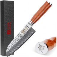 [아마존 핫딜]  [아마존핫딜]Sunlong 7 Classic Santoku Knife-Hollow Edge Blade-Japanese VG10 High Carbon Damascus Steel Chef Knife-Rosewood Handle SL-DK1047R