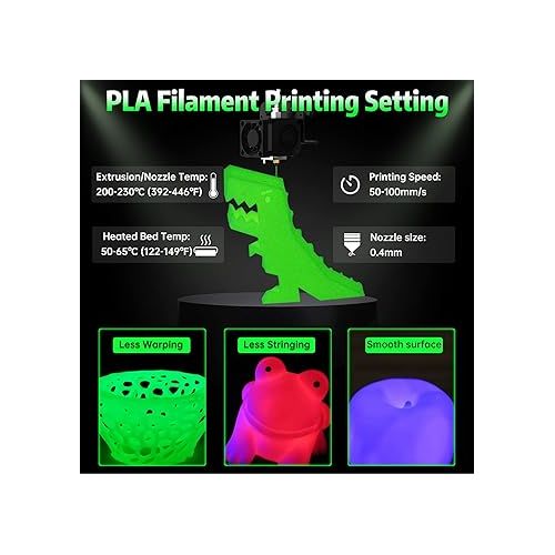  SUNLU Glow in the Dark PLA Filament, Neatly Wound Luminous PLA 3D Printer Filament 1.75mm Dimensional Accuracy +/- 0.02mm, Fit Most FDM 3D Printer, 1kg Spool (2.2lbs), 330 Meters, White PLA Glow Green