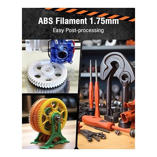  SUNLU ABS Filament 1.75mm 3D Printer Filament, Strong and Durable, Heat Resistance, Excellent Toughness, Individually Vacuum Packed, 2kg in Total, 1kg per Spool, Pack of 2, Black+White