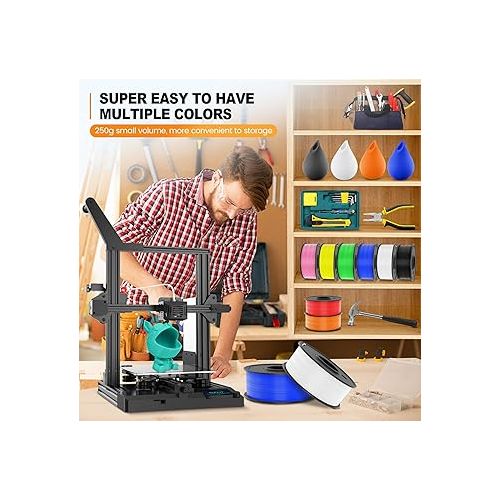  SUNLU 3D Printer Filament Bundle Multicolor PETG Filament 1.75mm, Individually Vacuum Packed, 2kg in Total, 0.25kg per Spool, 8 Pack, 8 Colors, Black+White+Green+Red+Blue+Orange+Yellow+Pink