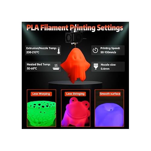  SUNLU Glow in The Dark PLA Filament, Neatly Wound Luminous PLA 3D Printer Filament 1.75mm Dimensional Accuracy +/- 0.02mm, Fit Most FDM 3D Printers, 1kg Spool (2.2lbs), 330 Meters, Red PLA, Glow Red