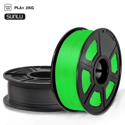  [아마존 핫딜]  [아마존핫딜]PLA+ Filament 3D Printer Filament,2kg Spool (4.4 lbs) 1.75mm,Dimensional Accuracy +/- 0.02 mm, 2 Packs (Black + Green) by SUNLU