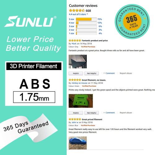  [아마존 핫딜]  [아마존핫딜]SUNLU 3D Printer Filament ABS, 1.75mm ABS 3D Printer Filament, 3D Printing Filament ABS for 3D Printer, 1kg, Blue