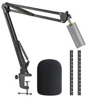 Seiren X Mic Boom Arm Stand with Pop Filter, Compatible with Razer Seiren X USB Microphone with Cable Sleeve by SUNMON