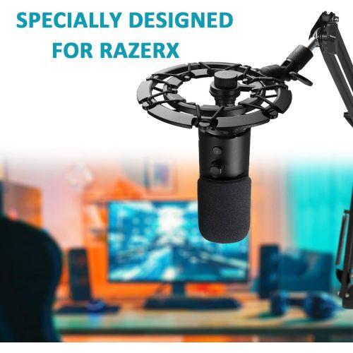  Shock Mount with Pop Filter for Razer Seiren X Microphone, Seiren X Shock Mount Reduces Vibration Noise Matching Mic Stand Boom Arm by SUNMON