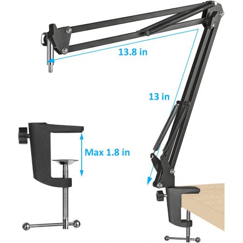  MV7 Boom Arm Mic Stand with Pop Filter, Adjustable Suspension Boom Scissor Arm Stand with Pop Filter Compatible with Shure MV7 and SM7B Microphone by SUNMON